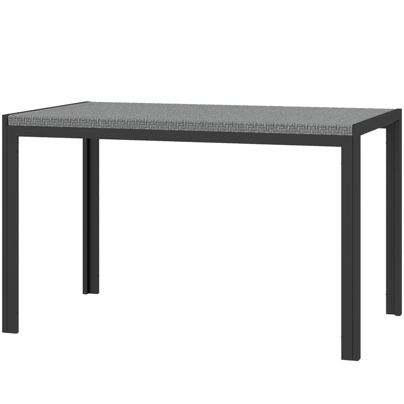 Tavolo da Giardino per 4 Persone con Struttura in Metallo 120x70x72 cm in Rattan PE Grigio-1