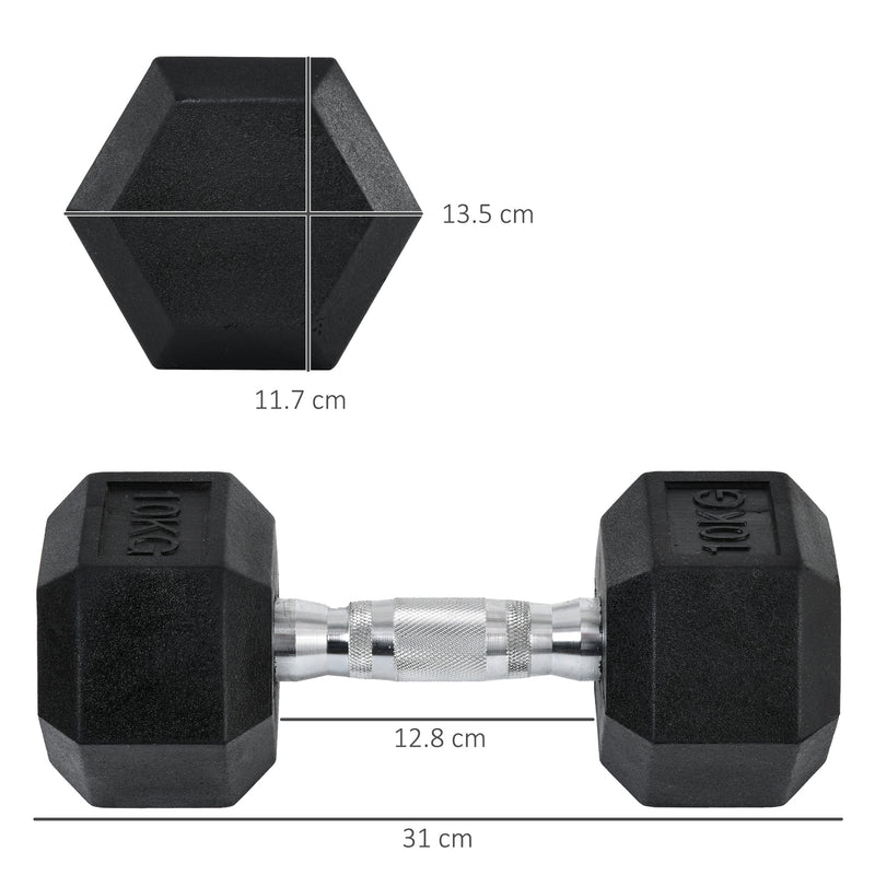 Set 2 Manubri Esagonali da 10kg per Workout in Palestra Casa e Ufficio  in Metallo e Gomma  Nero-3