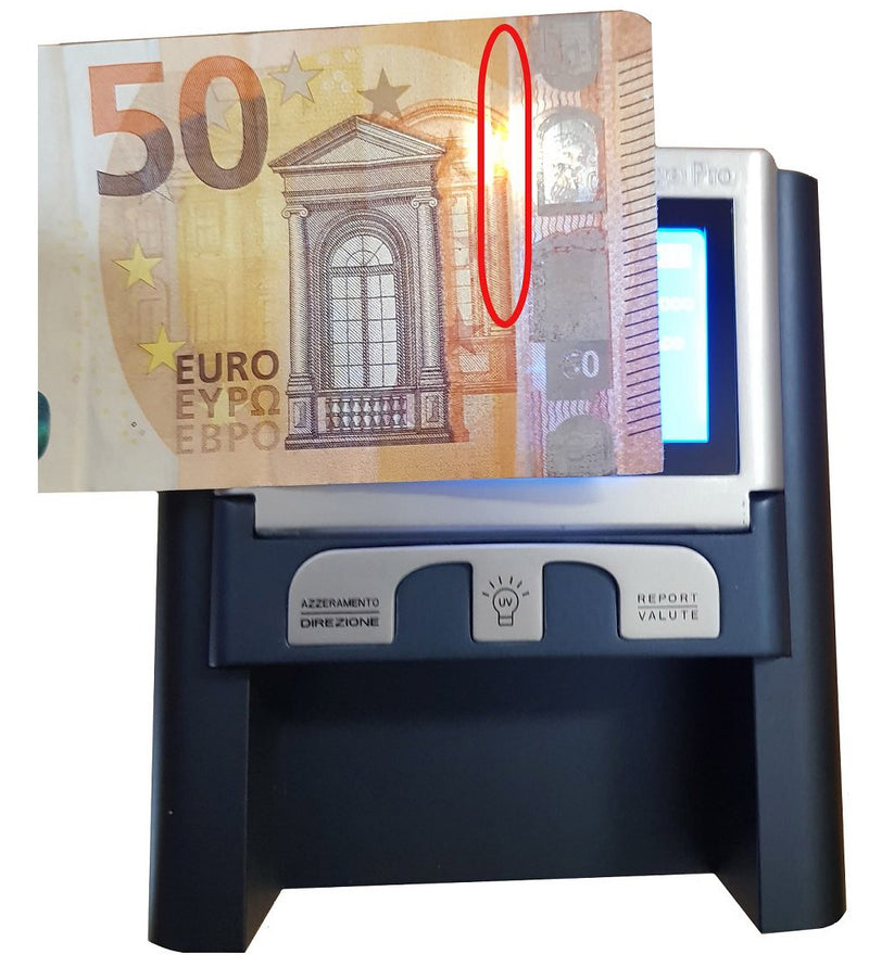 Rilevatore Verifica Banconote False e Conta Moneta euro 2 in 1