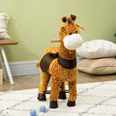 Cavallo a Dondolo per Bambini 70x32x87 cm con Ruote a Forma di Giraffa Giallo-2