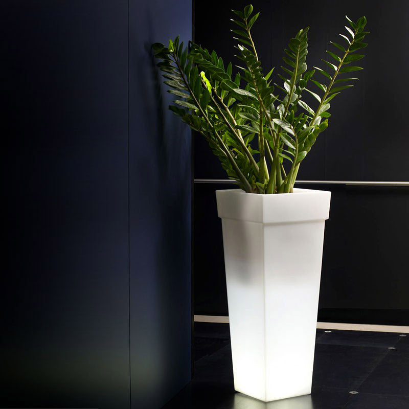 Vaso Luminoso da Giardino a LED 40x40x100 cm in Resina 5W Oak Bianco Caldo-2