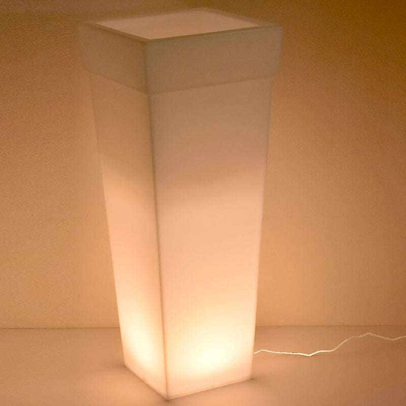 Vaso Luminoso da Giardino a LED 40x40x100 cm in Resina 5W Oak Bianco Caldo-3