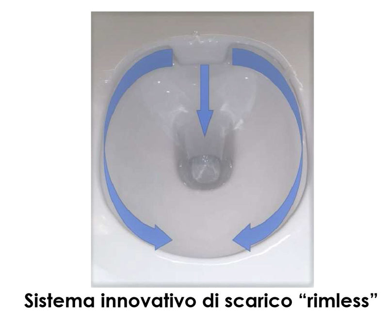 Coppia di Sanitari WC e Bidet Sospesi in Ceramica 36,5x53x35 cm Oceano Bonussi Bianco Lucido-9