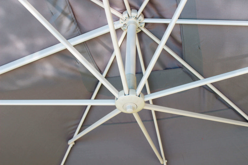 Ombrellone da Giardino Mercurio Decentrato 3x4 m in Alluminio Tortora Telo Grigio-3