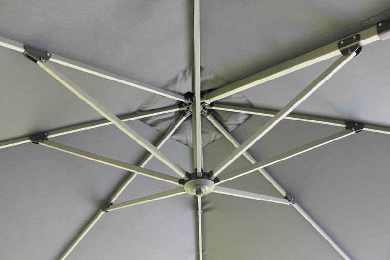 Ombrellone da Giardino Darwin Grigio Decentrato 3x3 m in Alluminio Telo Grigio-4