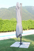 Ombrellone da Giardino Newton Decentrato 2x3 m in Alluminio Nero Telo Grigio-3