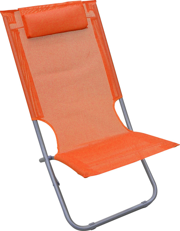 Sedia Mare Spiaggina Pieghevole 68x48x72 cm con Cuscino in Acciaio e Textilene Arancione prezzo