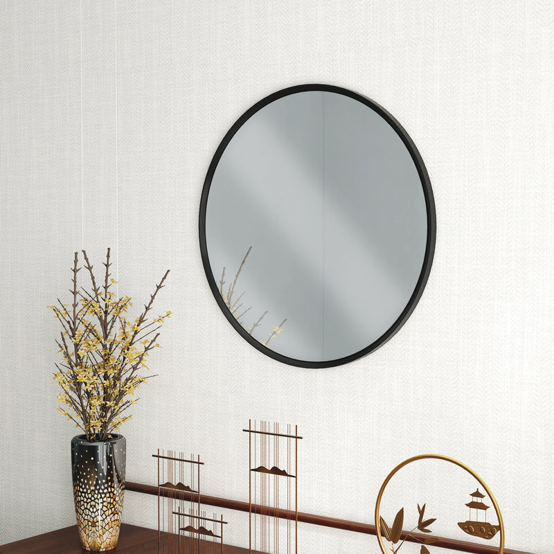 Specchio Rotondo da Parete Ø61 cm  in Lega di Alluminio Nero-6