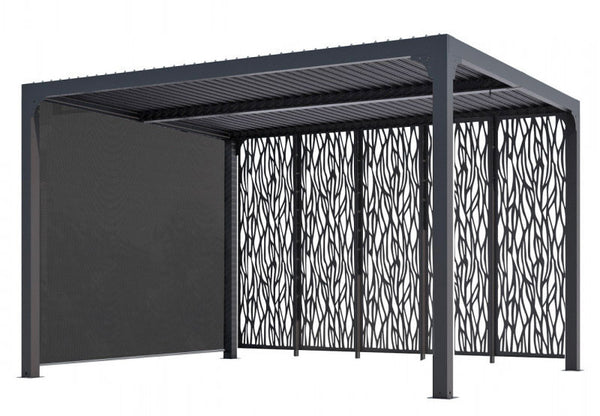 Pergola da Giardino 3,6x3 m in Alluminio con 4 Pannelli Moucharabieh e Tenda Laterale Grigio Antracite online