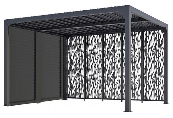 online Pergola da Giardino 3,6x3 m in Alluminio con 4 Pannelli Moucharabieh e Doghe Orientabili Grigio Antracite