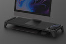 Supporto Monitor da Scrivania 56x20x5,7 cm con Base di Ricarica Wireless in MDF e Plastica Nero-4