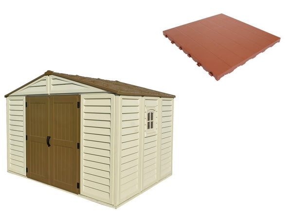 prezzo Pavimento per Casetta Box da Giardino 325x240x233 cm in Plastica Terracotta