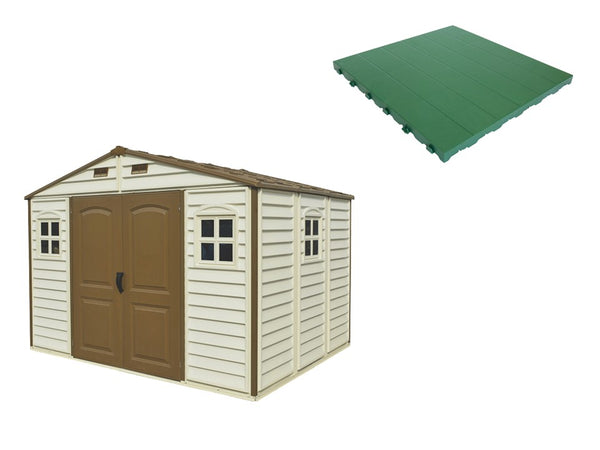 prezzo Pavimento per Casetta Box da Giardino 325x240x233 cm in Plastica Verde