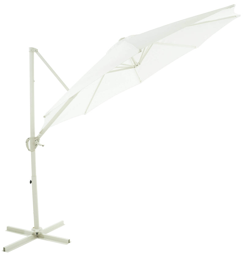 Ombrellone Decentrato da Giardino in Alluminio Ø3m Bianco-4