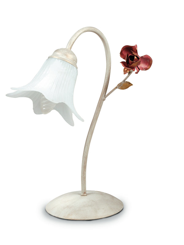 Lumetto Rose Bianco Rosso Metallo Diffusore Lampada da Tavolo Classica E14 prezzo