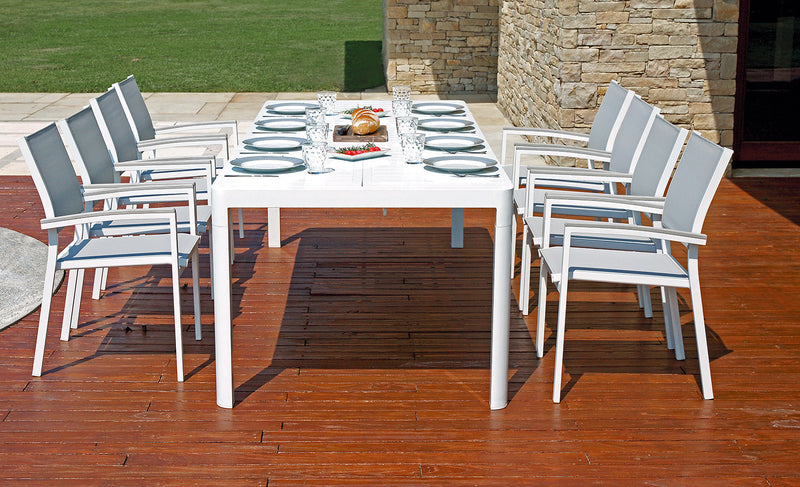 Tavolo da Giardino Allungabile 160/240x100x75 cm in Alluminio Bianco-3