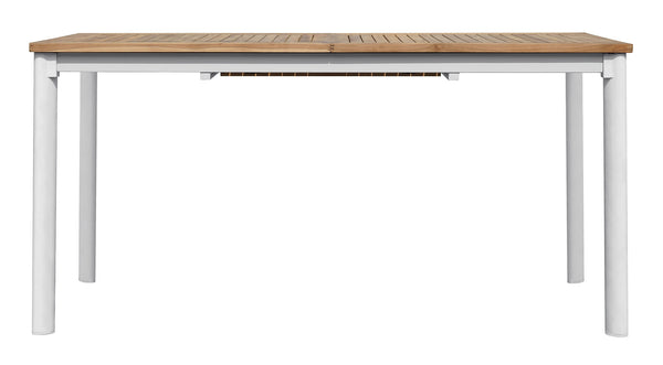 Tavolo da Giardino Allungabile 150-210x90x74 cm in Alluminio Bianco Piano in Teak acquista