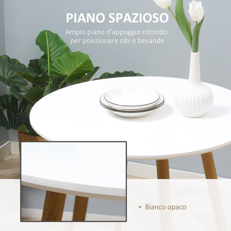Tavolo da Pranzo Rotondo per 2 Persone Ø72x75 cm in MDF e Metallo Bianco e color Legno-4