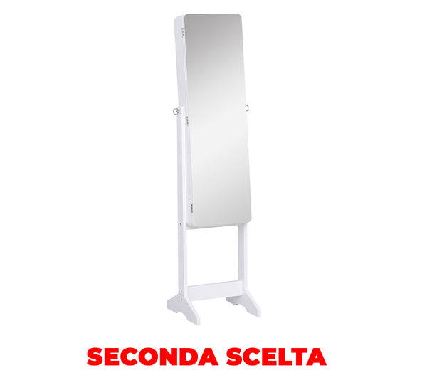 Armadio Portagioie e Trucchi con Specchio e Illuminazione LED Automatica Bianco 30x146x36 cm Seconda Scelta online