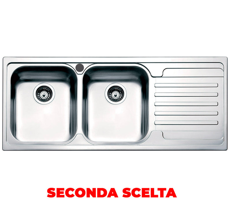 Lavello Cucina 2 Vasche 116x50 cm in Acciaio Inox Apell Venezia Gocciolatoio Destro Seconda Scelta-1