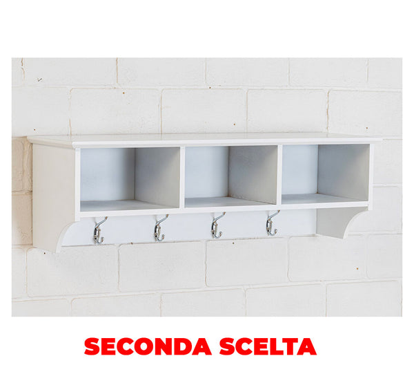 acquista Mensola Appendiabiti in Legno 79x25x25 cm Cortina Bianco Seconda Scelta