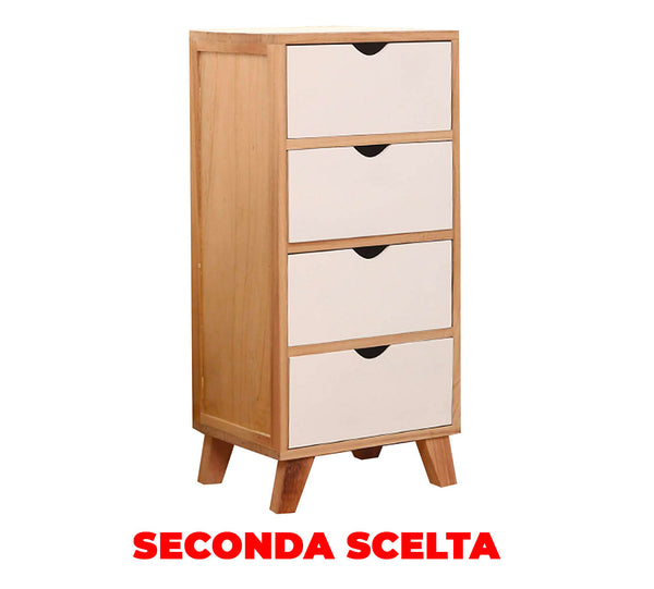acquista Cassettiera 4 Cassetti in Legno 36x29,5x78 cm Nordica Bianco Seconda Scelta