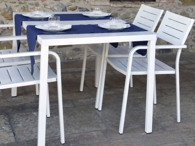 Set Tavolo e 4 Sedie da Giardino in Acciaio RD Italia Dorio Bianco-4