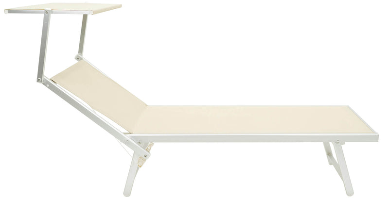 Lettino Prendisole da Giardino 189x61x38 cm in Alluminio e Textilene Simba Taupe-4