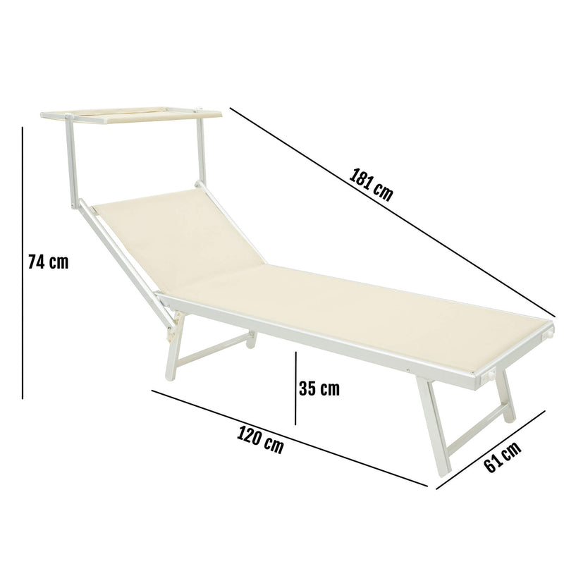 Lettino Prendisole da Giardino 189x61x38 cm in Alluminio e Textilene Simba Taupe-5