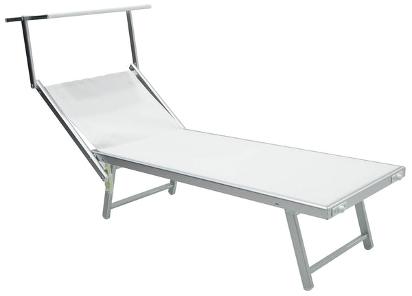 sconto Lettino Prendisole da Giardino 189x61x38 cm in Alluminio e Textilene Simba Bianco