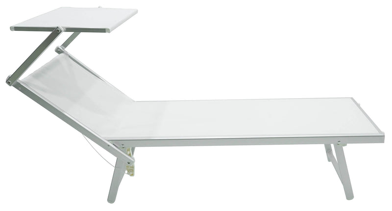 Lettino Prendisole da Giardino 189x61x38 cm in Alluminio e Textilene Simba Bianco-3