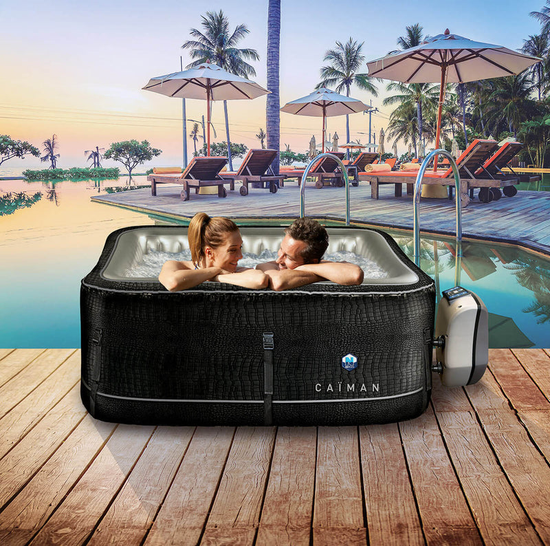 Vasca Idromassaggio da Esterno Gonfiabile Riscaldata 4 Posti 168x128x70 cm NetSpa Caiman Nera-2