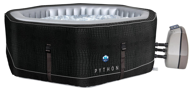 Vasca Idromassaggio da Esterno Gonfiabile Riscaldata 5/6 Posti 185x185x70 cm NetSpa Python Nera-1