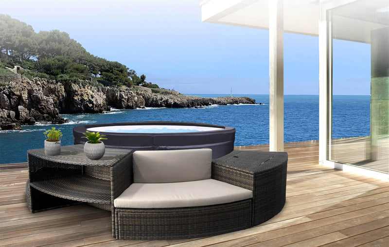 Vasca Idromassaggio da Esterno Semirigida Riscaldata 4 Posti con Mobili Ø156x70 cm NetSpa Vita Nera-2