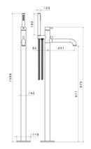 Miscelatore Freestanding per Vasca da Bagno con Doccino in Acciaio Inox Satinato Nilo-2