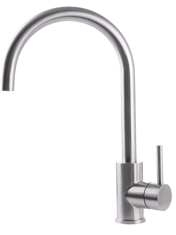 Rubinetto Cucina Miscelatore Monocomando Lavello Canna Tonda Girevole in Acciaio Inox acquista