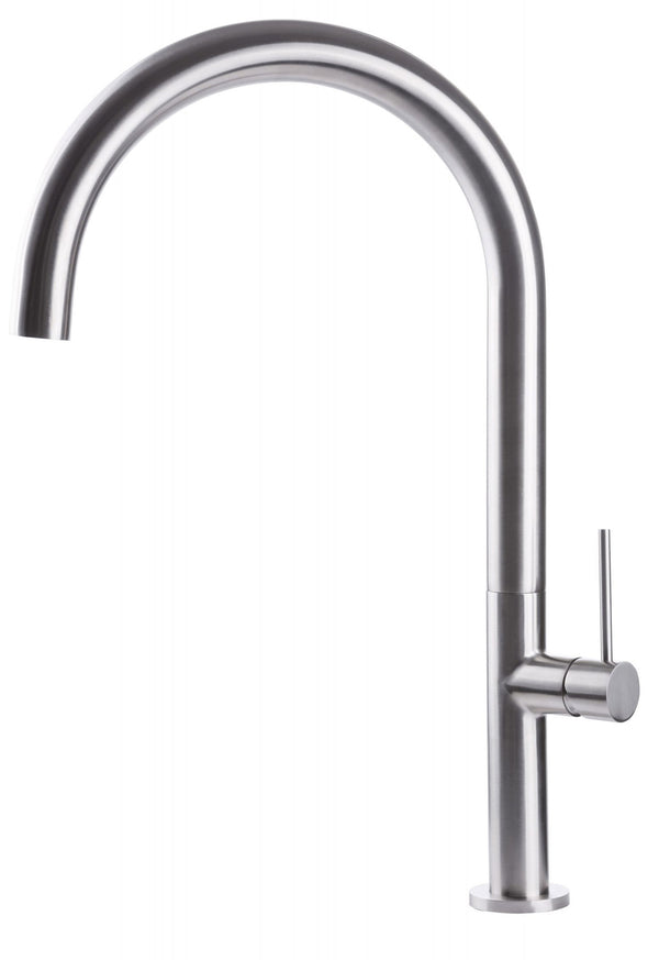 sconto Rubinetto Cucina Miscelatore Monocomando Lavello Canna Tonda Girevole in Acciaio Inox