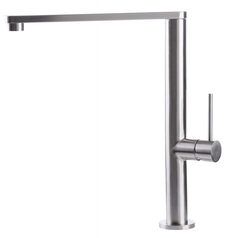 Rubinetto Cucina Miscelatore Monocomando Lavello Canna Piatta in Acciaio Inox River-1