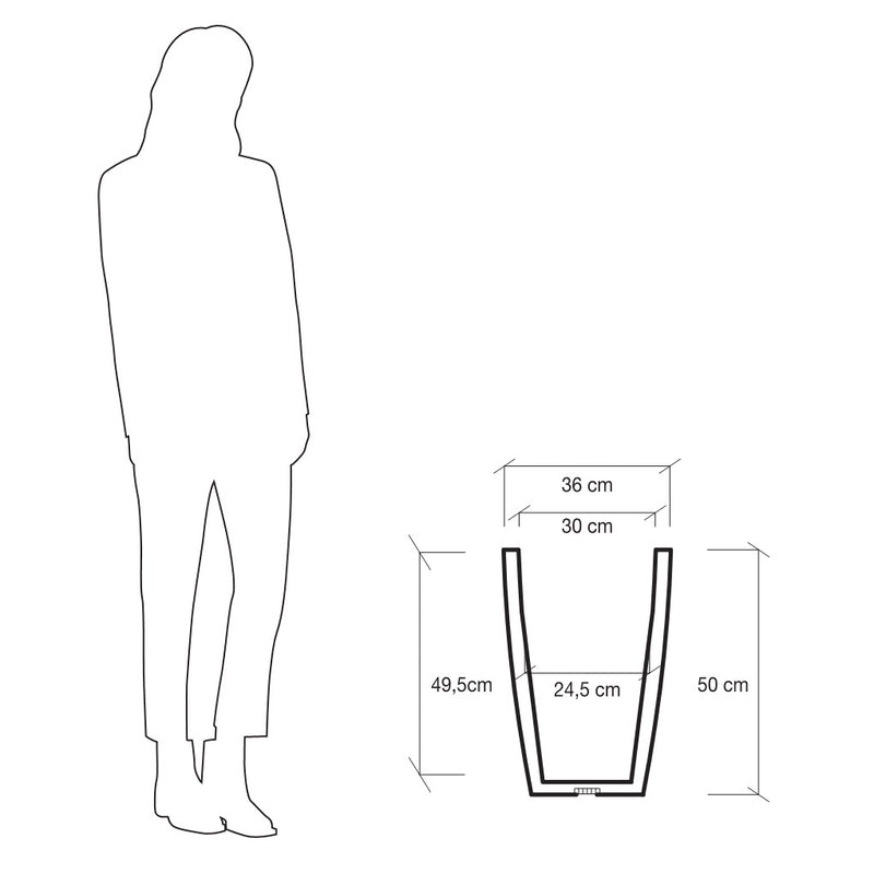 Vaso 36x36x50cm in Polietilene Vanossi Hydrus Verde Acido-3