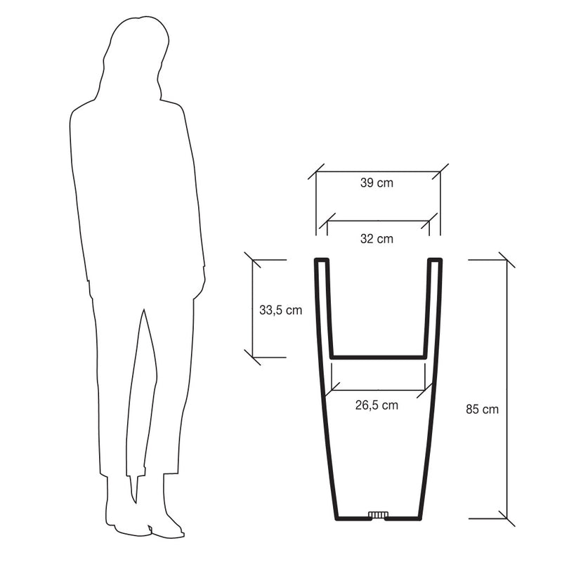 Vaso Ø39x85cm in Polietilene Vanossi Hydra Marrone-3