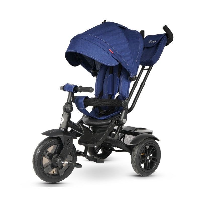 Triciclo Passeggino per Bambini 6 in 1 con Seggiolino Reversibile Qplay Premium Blu-1