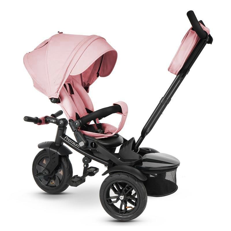 Triciclo Passeggino per Bambini 6 in 1 con Seggiolino Reversibile Qplay Premium Rosa-2