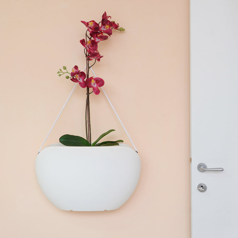 Vaso Ovale 50x20x30,5cm in Polietilene Vanossi Clio Bag Corda Bianco-2