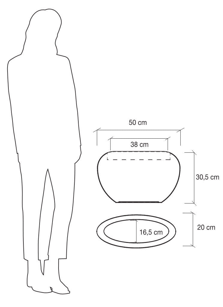 Vaso Ovale 50x20x30,5cm in Polietilene Vanossi Clio Bag Corda Avana-3