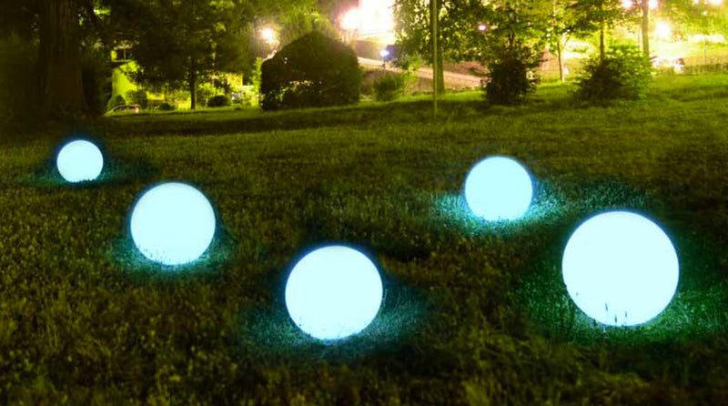 Sfera Luminosa da Giardino Ø30cm Ricarica USB in Polietilene Vanossi Sirio Bianco Fluo-6