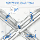 Sgabello per Doccia Bagno 42,5x27x44-51,5 cm Piedini Antiscivolo a Ventosa in Alluminio Blu e Bianco-5