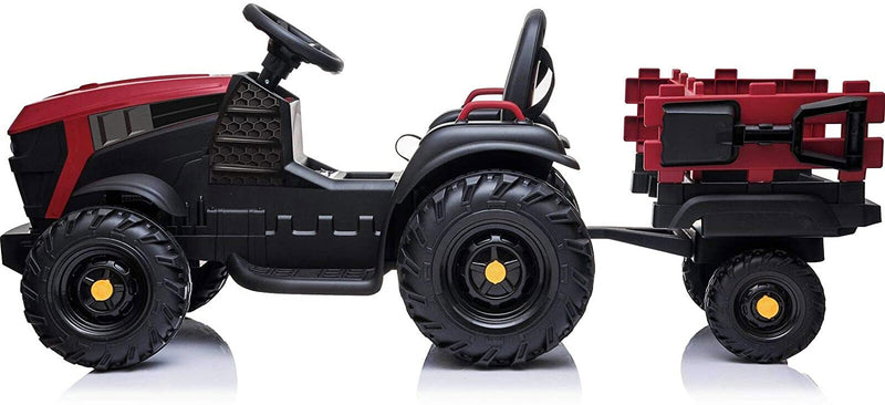 Trattore Elettrico per Bambini 12V con Rimorchio Happy Kids Rosso-3