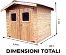 Casetta Box da Giardino 2,4x2,04 m Senza Pavimento in Legno Picea Massello 19mm Tetto a Lastre Therma-3