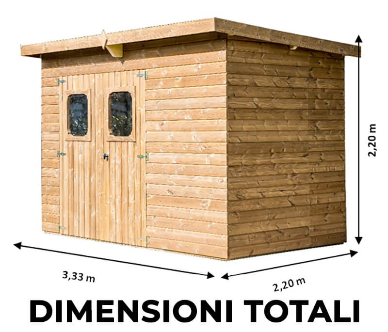 Casetta Box da Giardino 3,16x1,8 m Senza Pavimento in Legno Picea Massello 19mm Tetto a Lastre Theora-3
