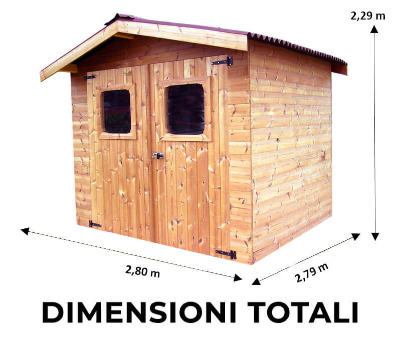 Casetta Box da Giardino 2,35x2,15 m Senza Pavimento in Legno Picea Massello 19mm Tetto a Lastre Thiers-2